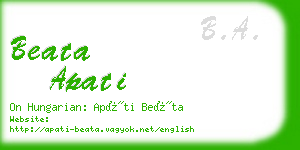 beata apati business card